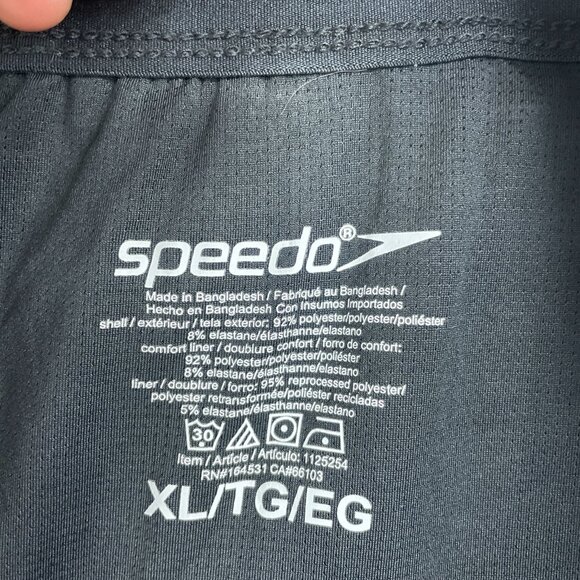 NWOT Speedo Men's XL Swim Shorts Black & Gray Camouflage Pattern Polyester - Picture 3 of 6